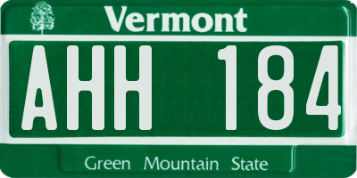 VT license plate AHH184