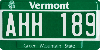 VT license plate AHH189