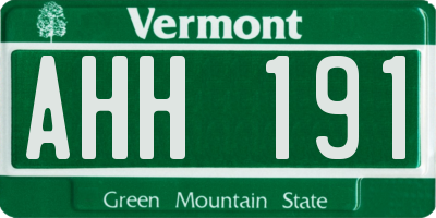 VT license plate AHH191