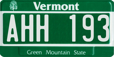 VT license plate AHH193