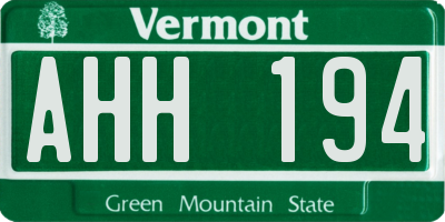 VT license plate AHH194