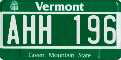 VT license plate AHH196