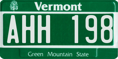 VT license plate AHH198