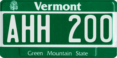 VT license plate AHH200