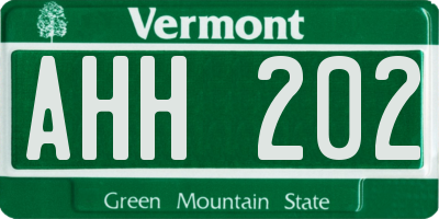 VT license plate AHH202