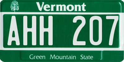 VT license plate AHH207