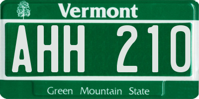 VT license plate AHH210
