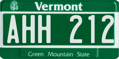 VT license plate AHH212