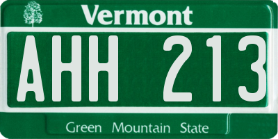 VT license plate AHH213