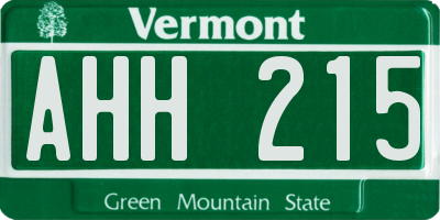 VT license plate AHH215