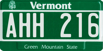 VT license plate AHH216