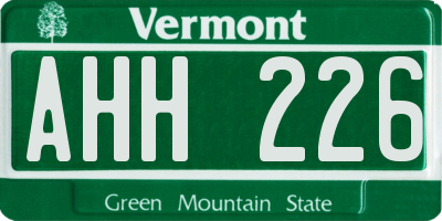 VT license plate AHH226
