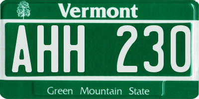 VT license plate AHH230