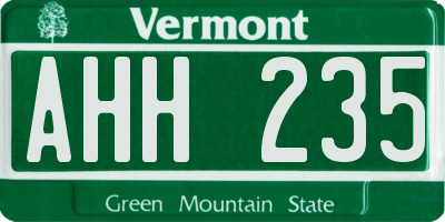 VT license plate AHH235