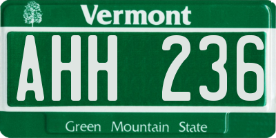 VT license plate AHH236