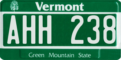 VT license plate AHH238