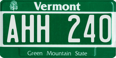 VT license plate AHH240