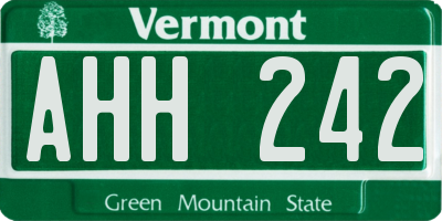 VT license plate AHH242