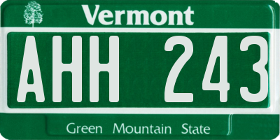 VT license plate AHH243