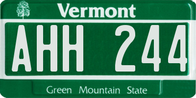 VT license plate AHH244