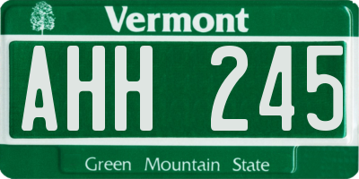 VT license plate AHH245