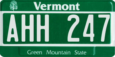 VT license plate AHH247