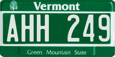 VT license plate AHH249