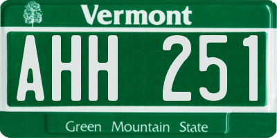 VT license plate AHH251