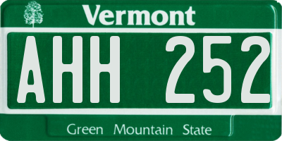 VT license plate AHH252