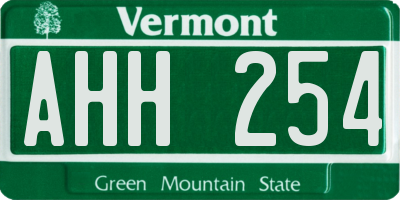VT license plate AHH254