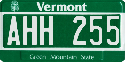 VT license plate AHH255