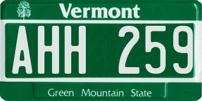 VT license plate AHH259