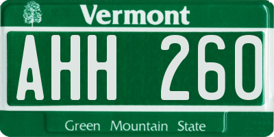 VT license plate AHH260