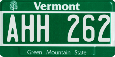 VT license plate AHH262