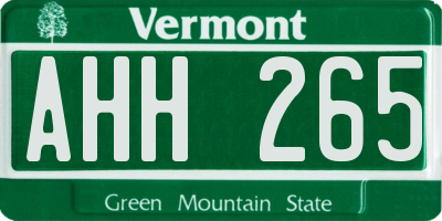 VT license plate AHH265