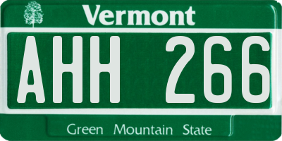 VT license plate AHH266
