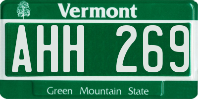 VT license plate AHH269