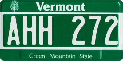 VT license plate AHH272