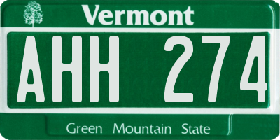 VT license plate AHH274