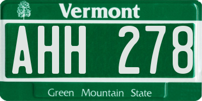 VT license plate AHH278