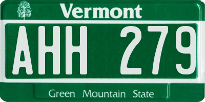 VT license plate AHH279