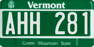 VT license plate AHH281