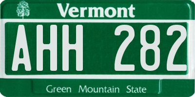 VT license plate AHH282