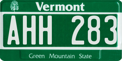 VT license plate AHH283
