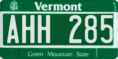 VT license plate AHH285