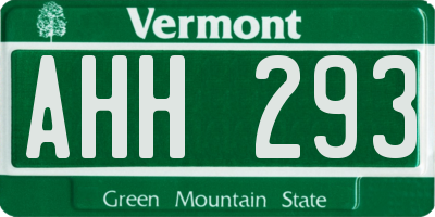 VT license plate AHH293