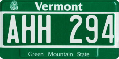 VT license plate AHH294