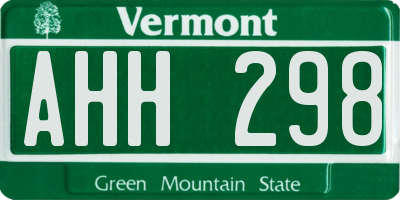 VT license plate AHH298