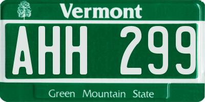 VT license plate AHH299