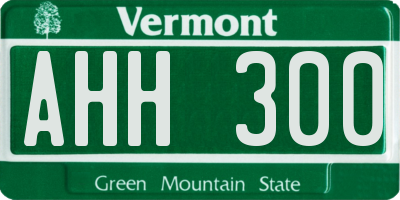 VT license plate AHH300